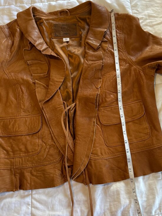 Old Navy Leather Jacket with Ruffles - Picture 7 of 9